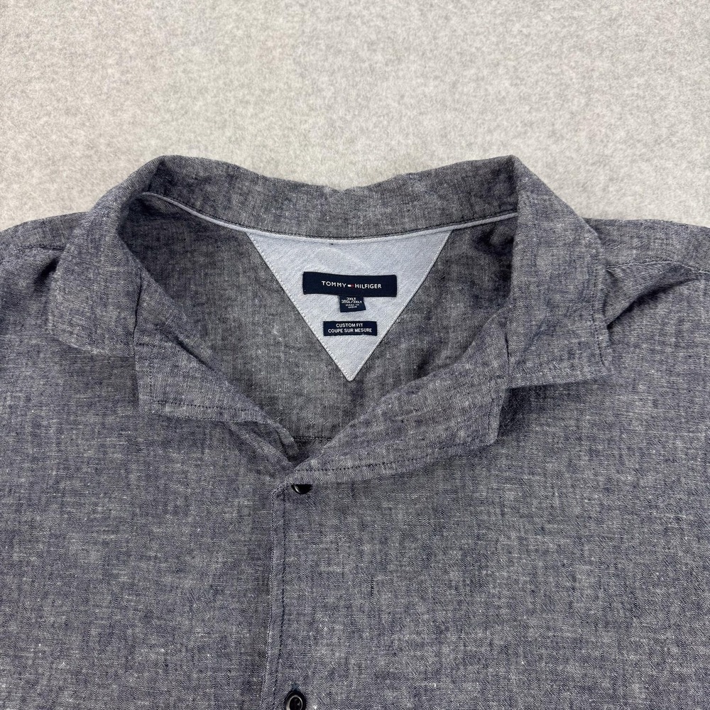 Tommy Hilfiger Shirt Mens 3XLT Gray Linen Cotton Short Sleeve Big Tall Summer - Picture 2 of 10